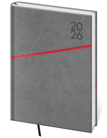 Diář 2026 denní A5 Grife - šedý/červený