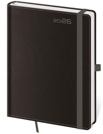Diář 2026 týdenní A5 dvojitý černý s poutkem na pero Diář 2026 týdenní A5 dvojitý černý s poutkem na pero