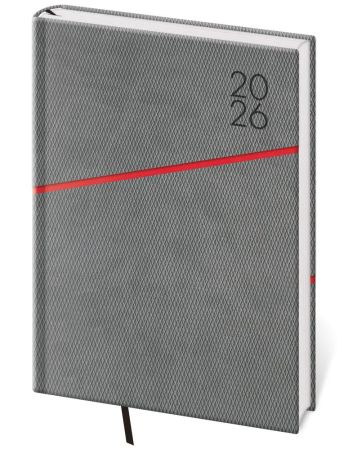 Diář 2026 týdenní A5 Grife - šedý/červený