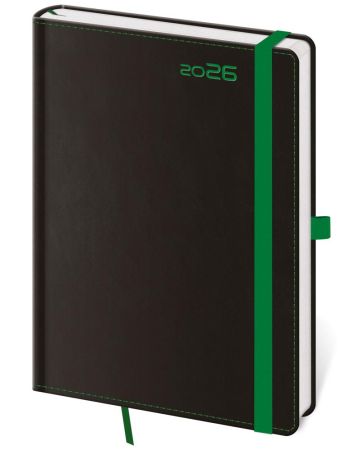 Diář 2026 týdenní B6 černozelený s poutkem na pero