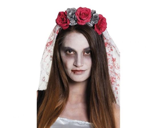Doplňky ke kostýmu hororové nevěsty - závoj, čelenka