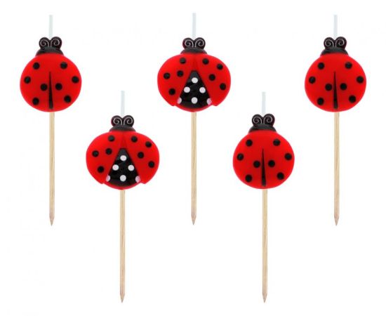 Dortová svíčka - Beruška 7 cm (5 ks)