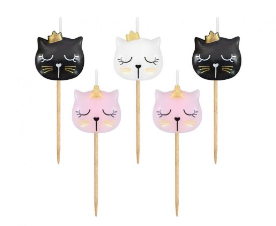 Dortová svíčka - Kočka 7 cm (5 ks)