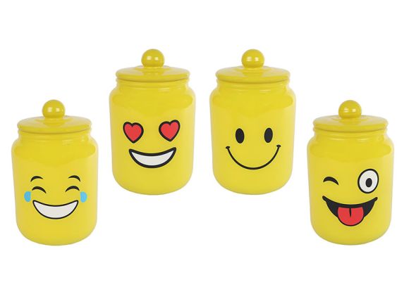 Dóza skleněná smajlík 22,5x13,5x13,5cm 4druhy v sáčku