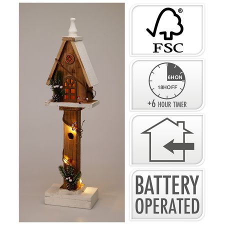 Dřevěný domek na podstavci s LED osvětlením 55 cm Dřevěný domek na podstavci s LED osvětlením 55 cm