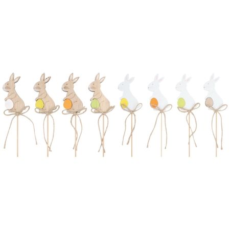 Dřevěný zajíc 4 x 7,5 x 0,5 cm + špejle (mix /cena 1ks)