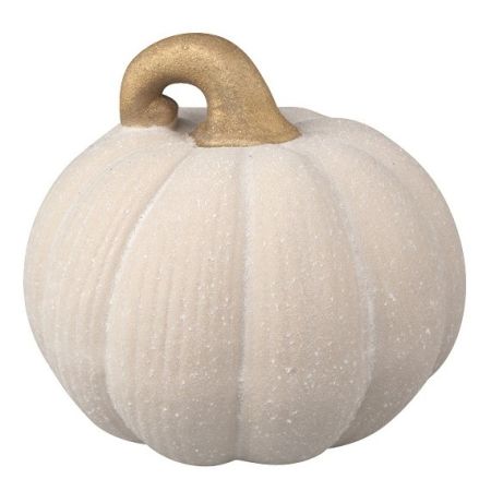 Dýně z porcelánu krémová se zlatým stonkem pro postavení 11 x 10 cm
