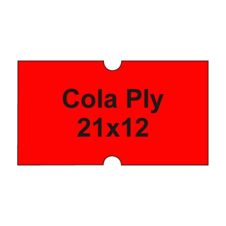Etikety cen. COLA PLY 21x12 hranaté - 1250 etiket/kotouček, červené
