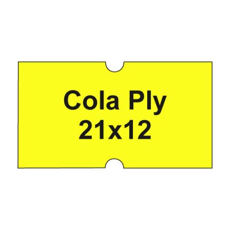 Etikety cen. COLA PLY 21x12 hranaté - 1250 etiket/kotouček, žluté