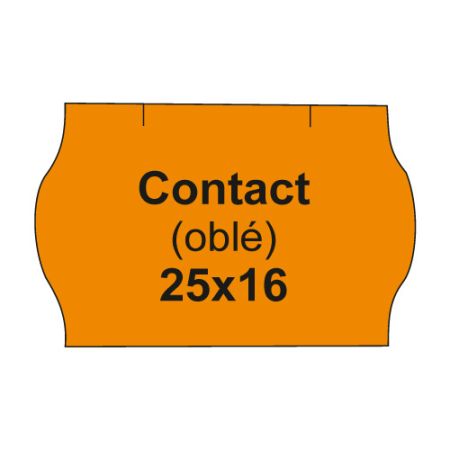 Etikety cen. CONTACT 25x16 oblé - 1125 etiket/kotouček, oranžové