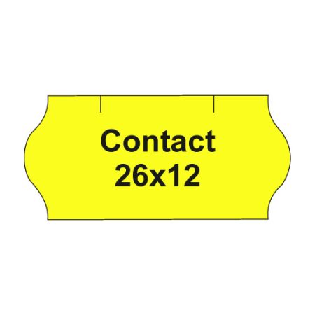 Etikety cen. CONTACT 26x12 oblé - 1500 etiket/kotouček, žluté