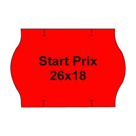 Etikety cen. PRIX 26x18 oblé - 1000 etiket/kotouček, červené