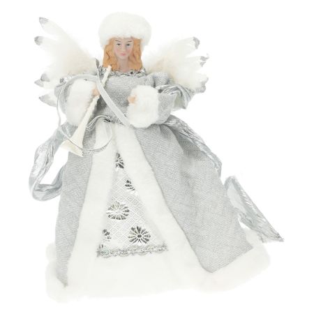 Figurka anděla jako ozdoba na vánoční stromek 33 cm - stříbrná