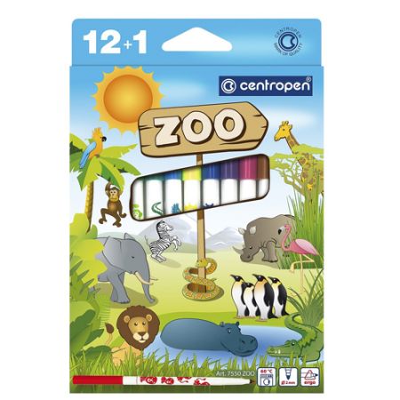 Fixy CENTROPEN 7550 ZOO - sada 12 + 1 ks
