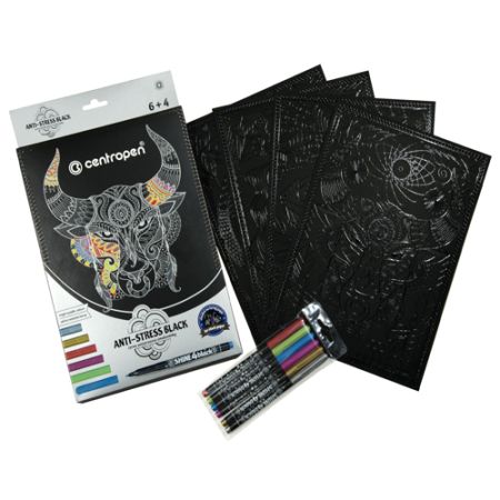 Fixy CENTROPEN 9390 Metallic set s omalovánkami - sada 6 + 4 ks