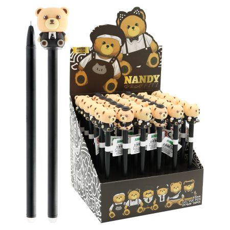 Gelové/gumové pero JUNIOR Nandy Bear 0,5 mm, modrá náplň (mix vzorů)
