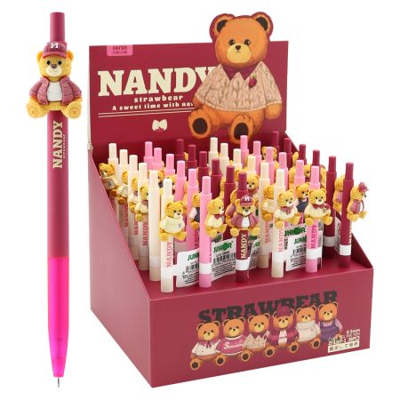 Gelové pero JUNIOR Nandy Bear 0,5 mm, modrá náplň (mix barev)