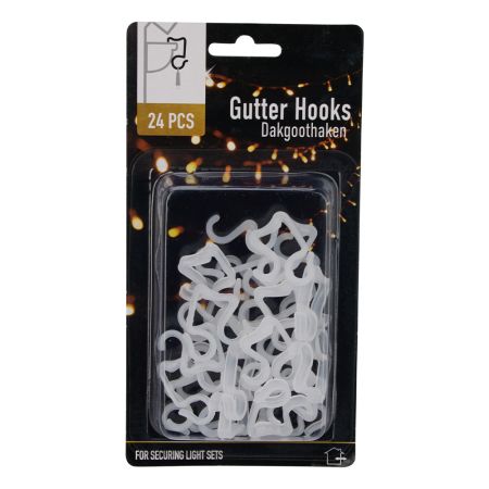 Háčky pro upevnění vánočního osvětlení na okap, 24 ks