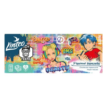 Hygienické kapesníky Linteo TEENS 10 x 10 ks (3 vrstvé)