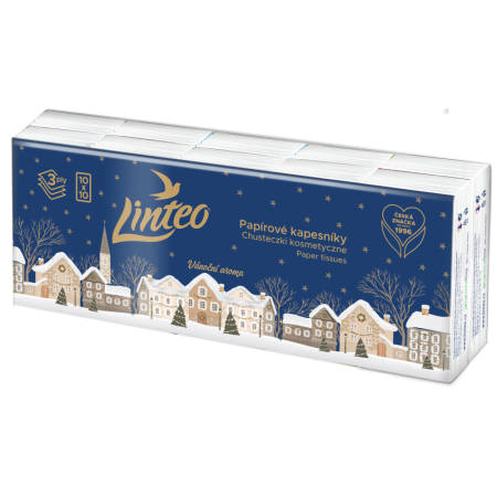 Hygienické kapesníky Linteo Vánoce DEN & NOC 10 x 10 ks (3 vrstvé)