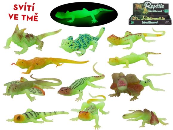 Ještěrka 13-16cm svítící ve tmě 12druhů 12ks v DBX