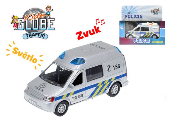 Kids Globe Traffic auto policie CZ 13cm kov zpětný chod na baterie se světlem a zvukem v k Kids Globe Traffic auto policie CZ 13cm kov zpětný chod na baterie se světlem a zvukem v k