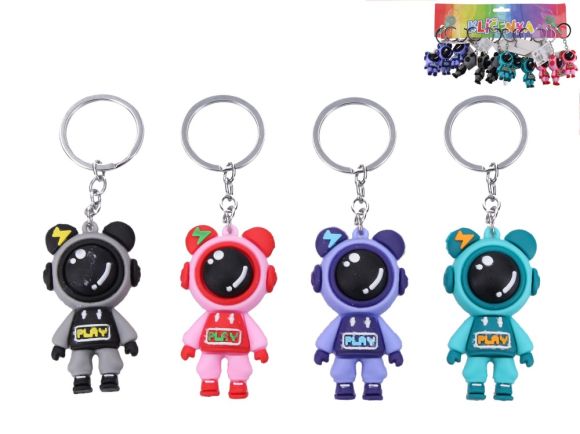 Kosmonaut přívěsek na klíče 5,5cm 4barvy 12ks na kartě