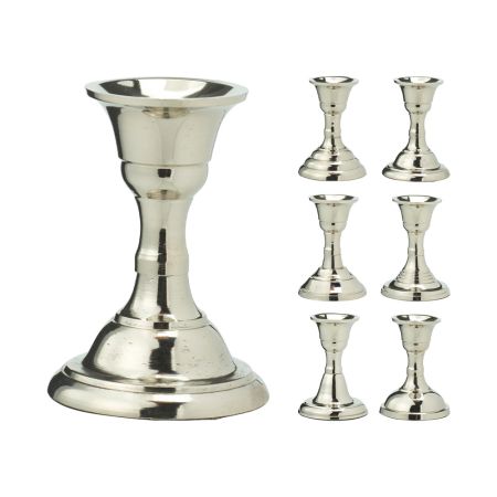 Kovový svícen 8 cm, stříbrný, mix/1ks