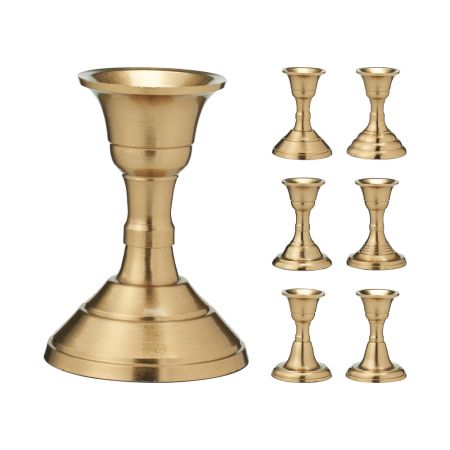 Kovový svícen 8 cm, zlatá barva, mix/1ks