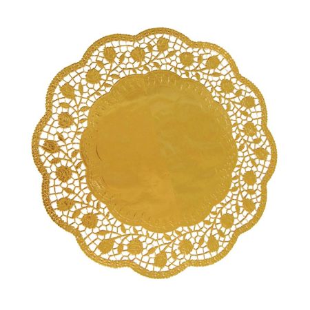 Krajky dekor. kulaté 30cm zlaté (4 ks v bal.) Krajky dekor. kulaté 30cm zlaté (4 ks v bal.)