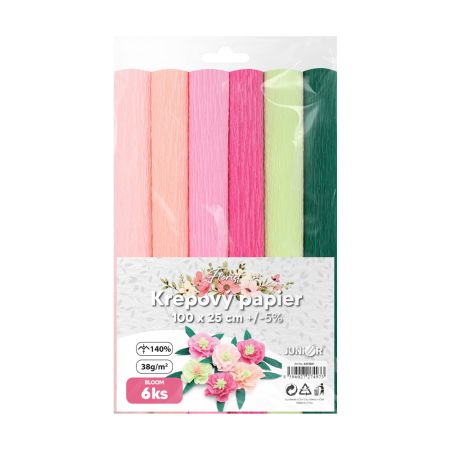 Krepový papír JUNIOR 100x25 cm BLOOM Florist (sada 6 ks)