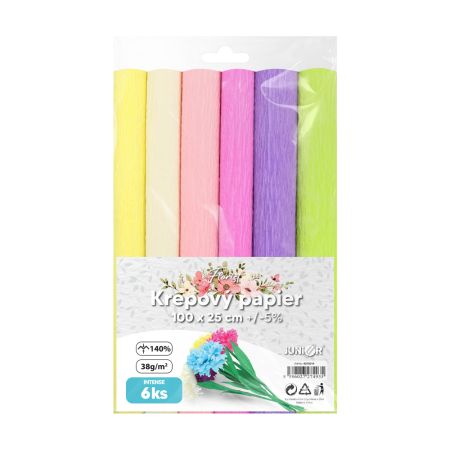 Krepový papír JUNIOR 100x25 cm INTENSE Florist (sada 6 ks)