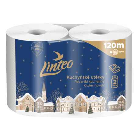 Kuchyňské utěrky Linteo DEN & NOC 2 role (2 vrstvé) bílé