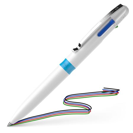 Kuličkové pero Schneider Take White se čtyřbarevnou náplní