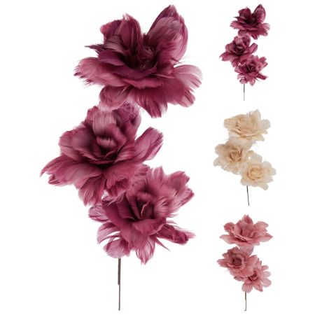 Květina z peří 65 cm (směs 4 barev)