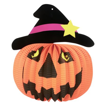 Lampión 26 cm Halloween - Tekvica s klobúkom, papierový, guľatý Lampión 26 cm Halloween - Tekvica s klobúkom, papierový, guľatý