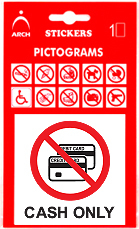 Informačná samolepka Platba v hotovosti - Cash only (8 x 8 cm)