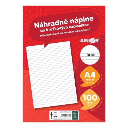 Náplne do karisblokov JUNIOR - A4 linajkové, 100 ks/bal Náplne do karisblokov JUNIOR - A4 linajkové, 100 ks/bal