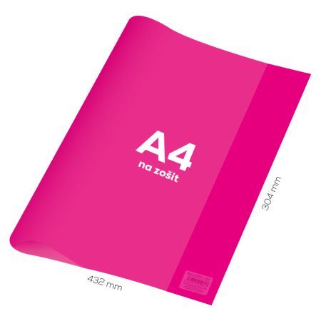 Obal na notebook A4 PVC 432x304 mm Neon Color - průhledný/růžový