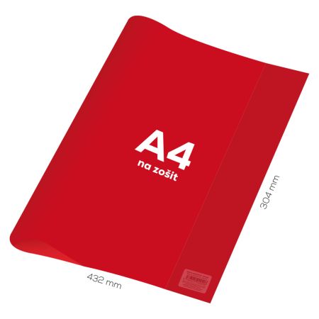 Obal na notebook A4 PVC 432x304 mm - průhledný/červený