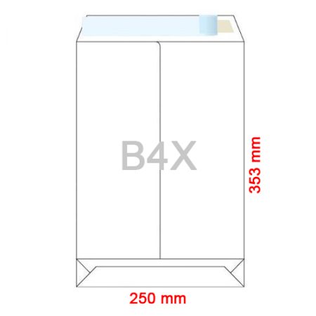 Obálky B4 X 250x353 mm dno tašky bílé, samolepící, krycí páska Obálky B4 X 250x353 mm dno tašky bílé, samolepící, krycí páska