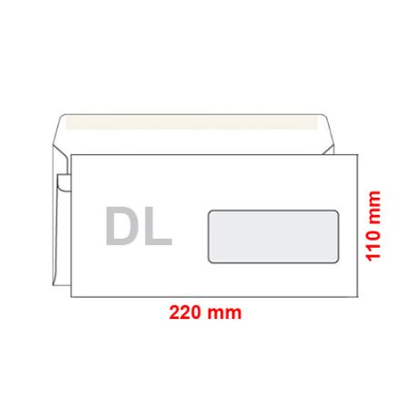 Obálky DL 110x220 mm samolepicí s okénkem, 1000 ks