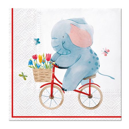 Ubrousky PAW L 33x33cm Elephant on Bike