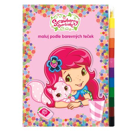 Omalovánka s maxi pastelkami A5 - Strawberry, Maluj podle barevných teček