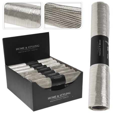 Organza látková 28x150 cm - vlnitý vzor, stříbrná barva