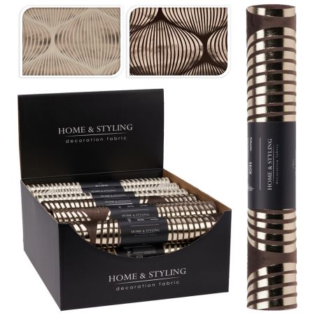 Organza látková 28x150 cm - zlaté pruhované tvary (mix 2 barev)