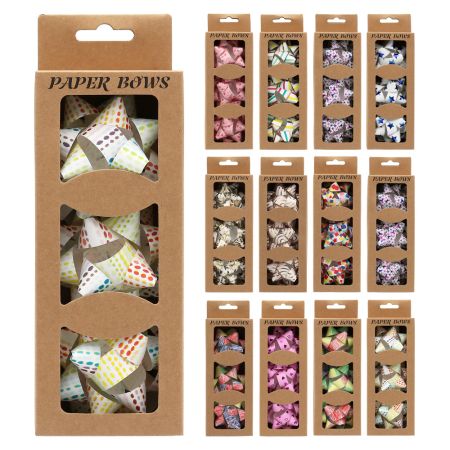 Papírová růžice 75 mm, 3 ks (mix 12 vzorů) v krabici