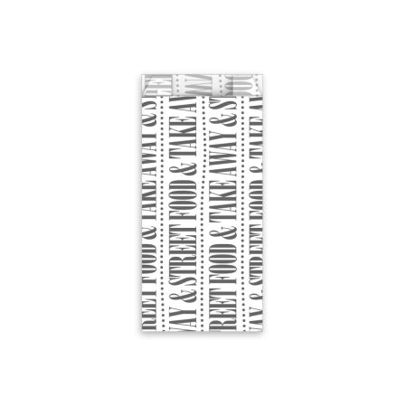 Papírový sáček (FSC Mix) nepromastitelný Street Food 8+4 x 17 cm na párek v rohlíku [300 k