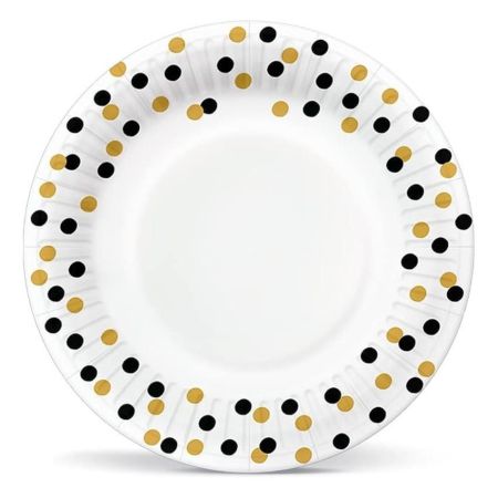Papírový talíř PAW Eco 23 cm Confetti (gold-black) / 8 ks