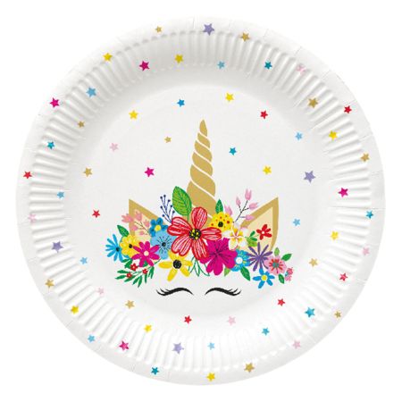 Papírový talíř PAW Eco 23 cm Unicorn Party / 8 ks